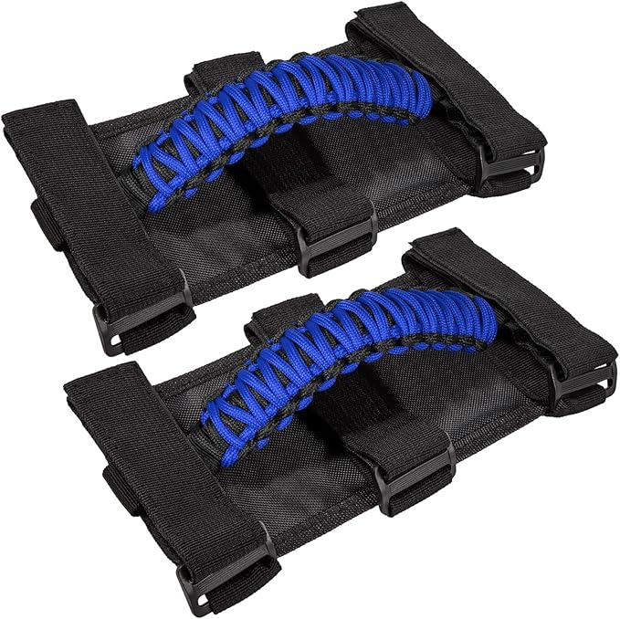 Roll Bar Grab Handles for Jeep Wrangler, Gladiator, and CJs-Blue OTC